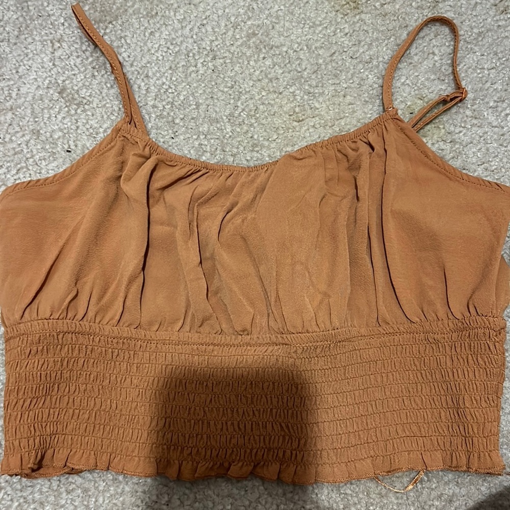 brown crop tank top